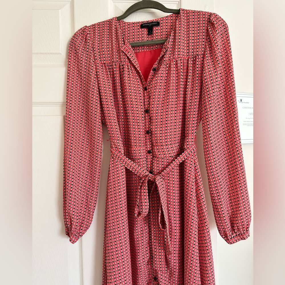 Pink, Orange Patterned Button Down Dress - image 2